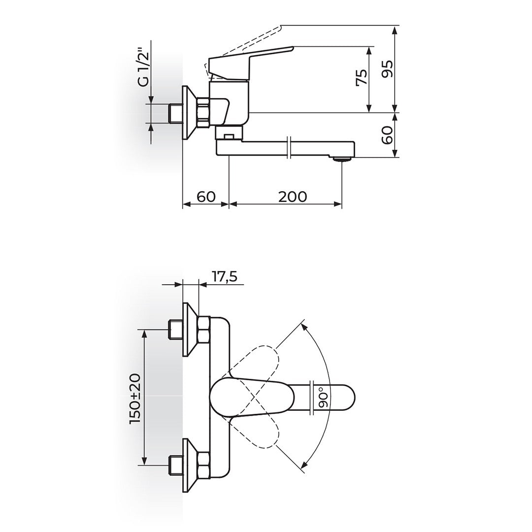 Rosan Smart baterija za sudoperu – lavabo izliv 200mm JA321002