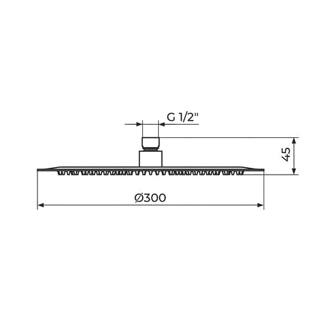 Rosan tuš ruža – Inox 300mm PTRUSP12 – tehnički crtež