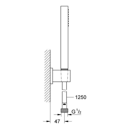 Grohe Euphoria Cube Stick set za tuš,1 funkcija 27702000 – tehnički crtež