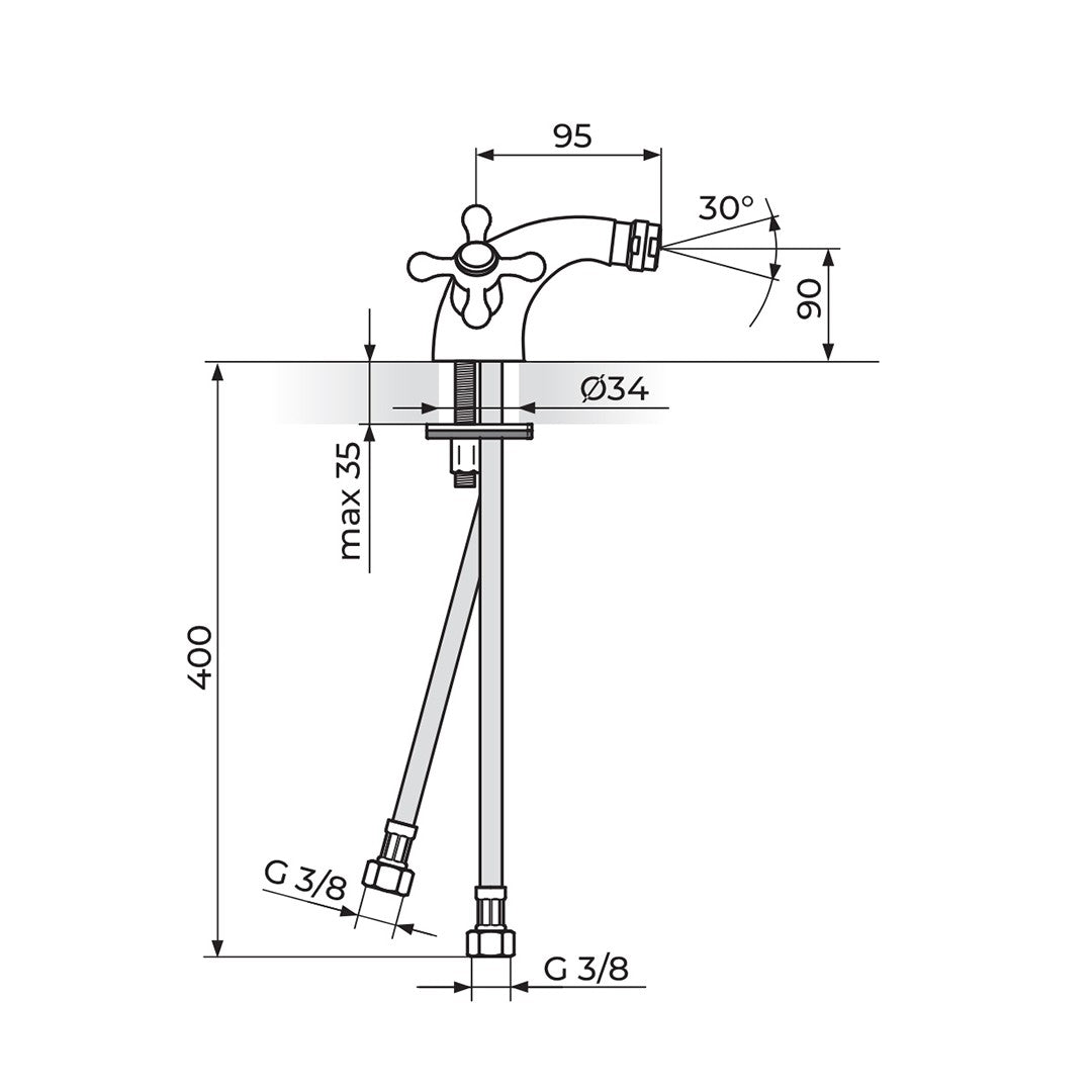 Rosan Brontee Baterija za bide NB29101 – tehnički crtež