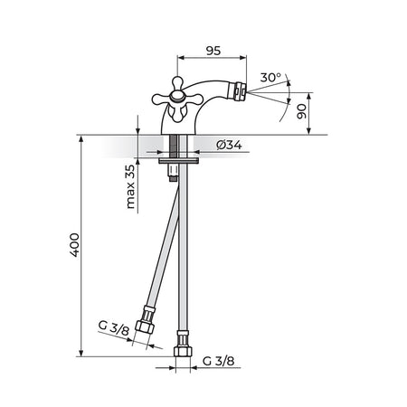 Rosan Brontee Baterija za bide NB29101 – tehnički crtež